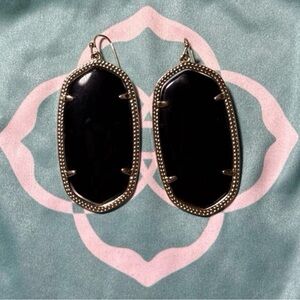 Kendra Scott Elle Gold Drop Earrings in Black Opaque Glass